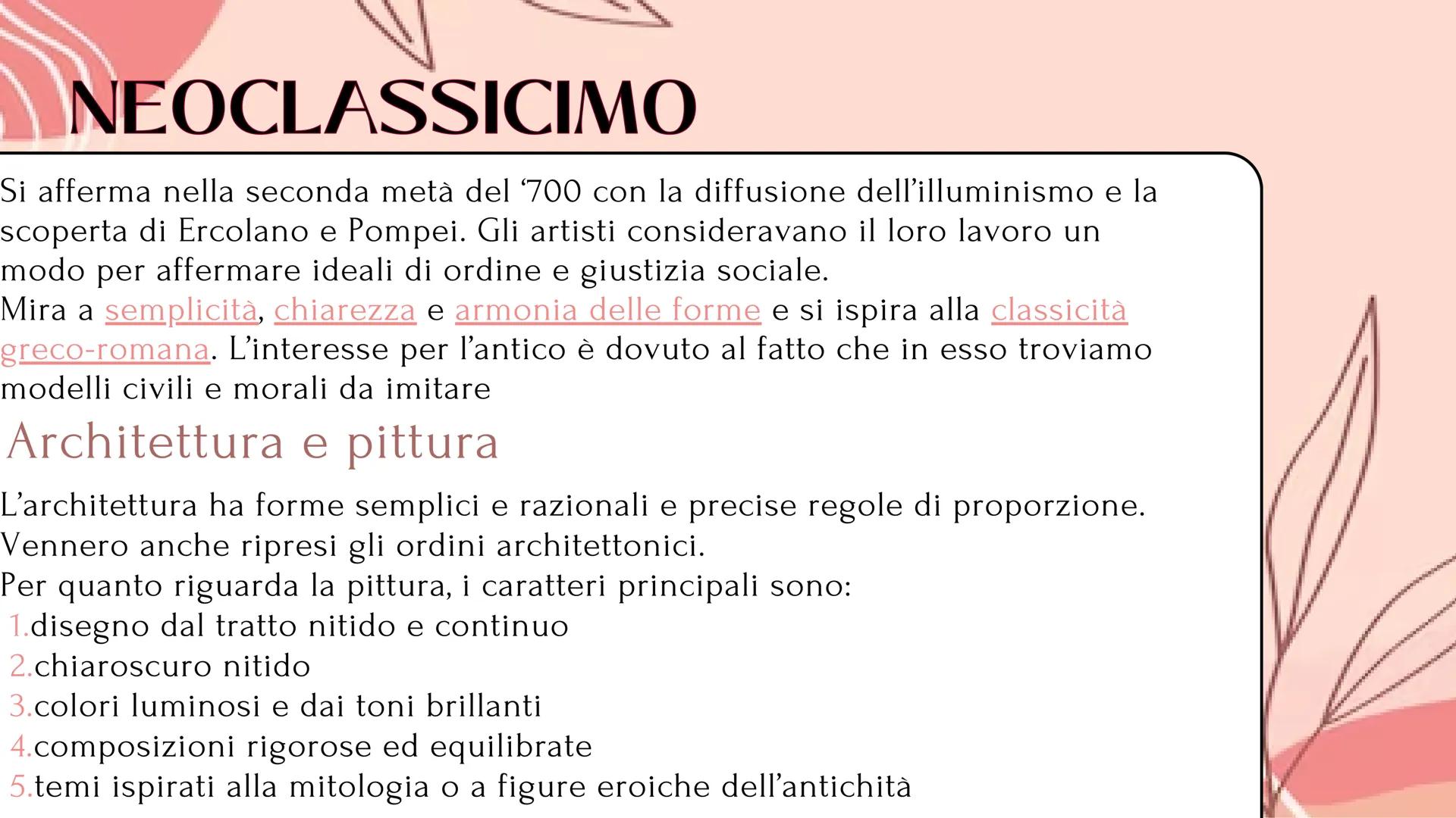 NEOCLASSICISMO
BOS
ROMANTICISMO
@marina_085 NEOCLASSICIMO
Si afferma nella seconda metà del '700 con la diffusione dell'illuminismo e la
sco