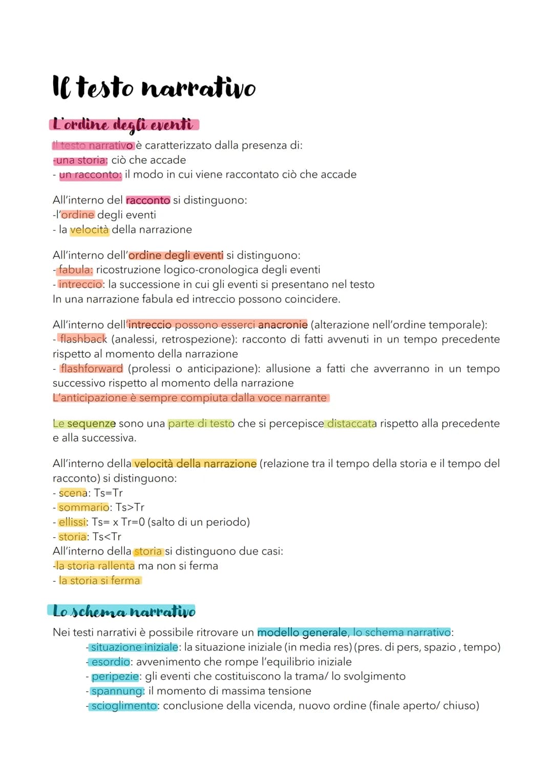 
<h2 id="lordinedeglieventi">L'ordine degli eventi</h2>
<p>Il testo narrativo è caratterizzato dalla presenza di una storia, ciò che accade,