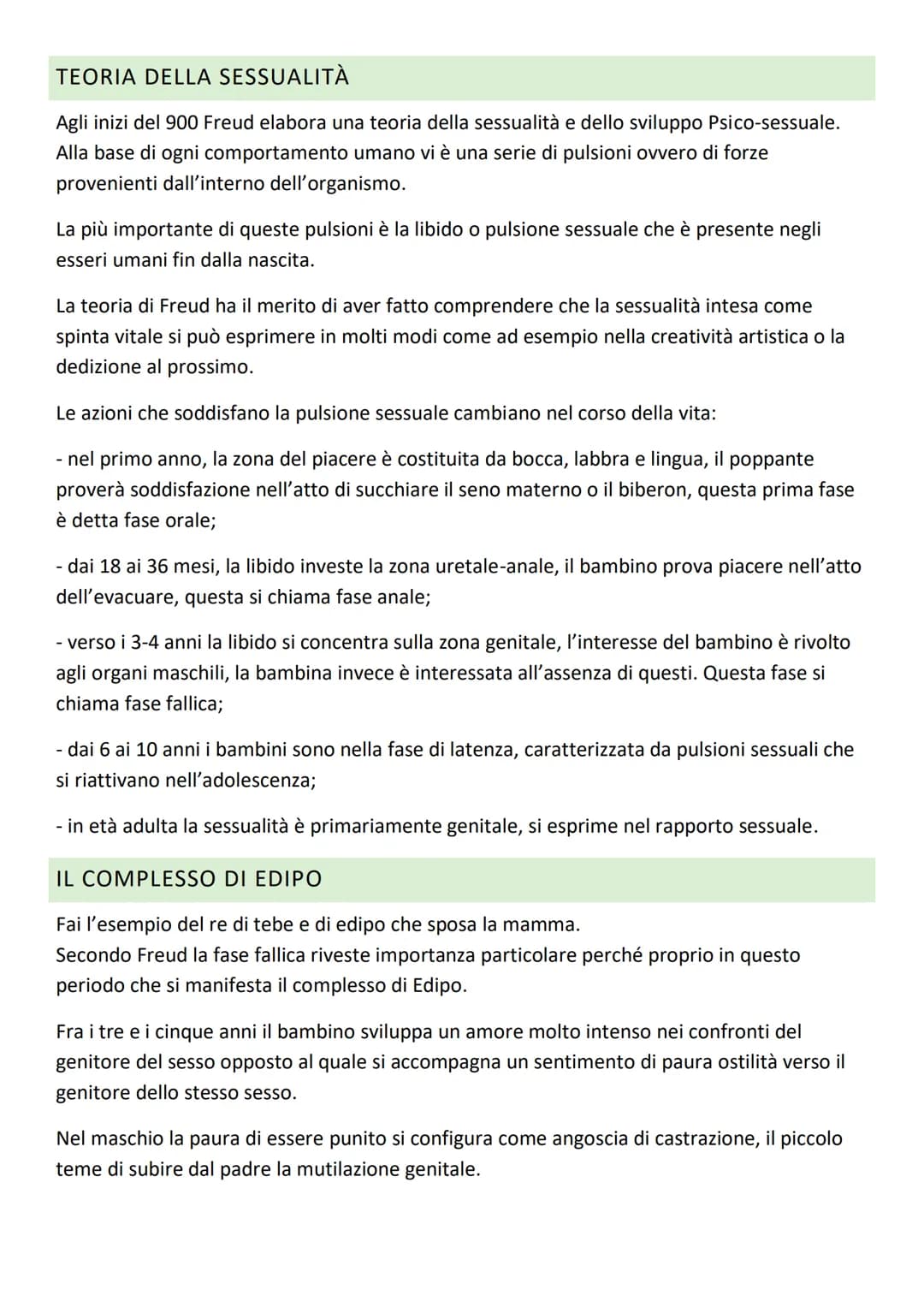 FREUD
La nascita della psicoanalisi fu la svolta nella comprensione della personalità, poiché servì
per comprendere e curare i disturbi del 