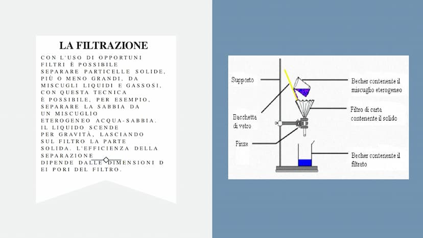 METODO DI SEPARAZIONE DEI MISCUGLI METODO DI SEPARAZIONE DEI MISCUGLI
ETEROGENEI
Per separare le fasi di un miscuglio eterogeneo
possono ess