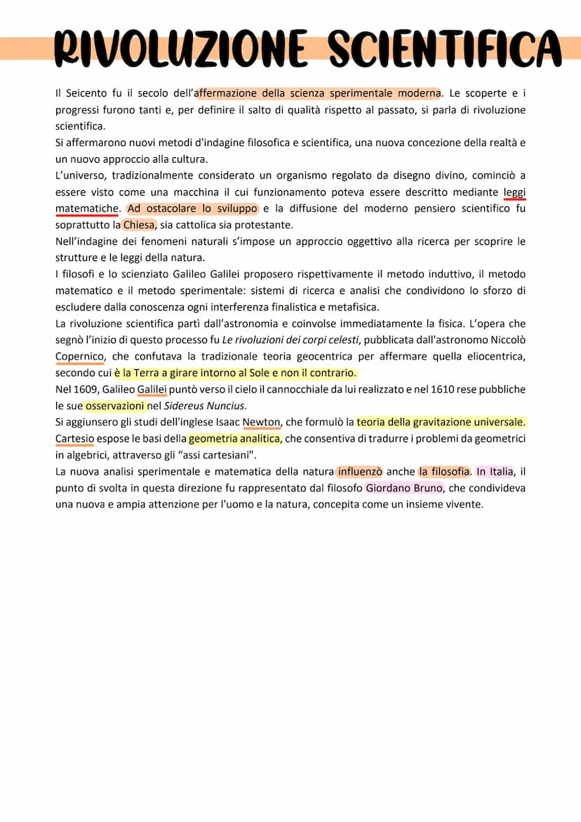 IL SEICENTO
Il Seicento è un secolo composto da due elementi caratterizzanti: la Rivoluzione scientifica e il
Barocco.
Esso fu un secolo di 