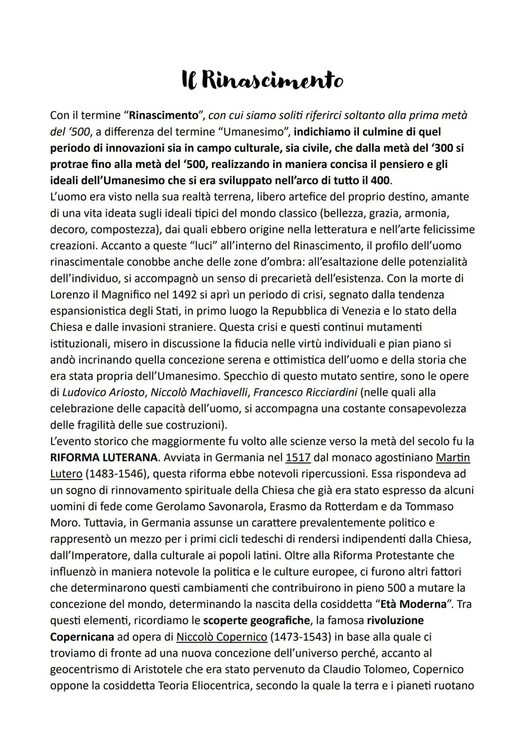 
<p>Il termine "Rinascimento" si riferiscono solitamente alla prima metà del '500, mentre l'Umanesimo si protrae fino alla metà del '500, ra