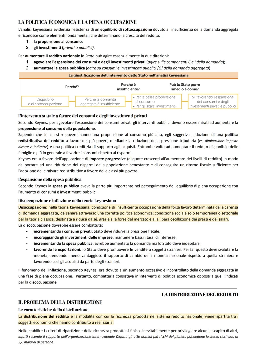 EQUILIBRIO DI PIENA OCCUPAZIONE E LA TEORIA KEYNESIANA
L'analisi del reddito nazionale nel tempo
Equazione del reddito nazionale -> Y=C+I+G 
