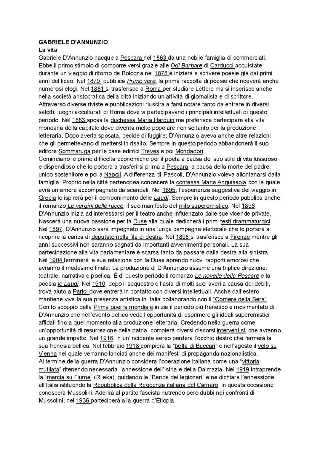 Gabriele D'Annunzio: Vita, Opere e Curiosità in Breve