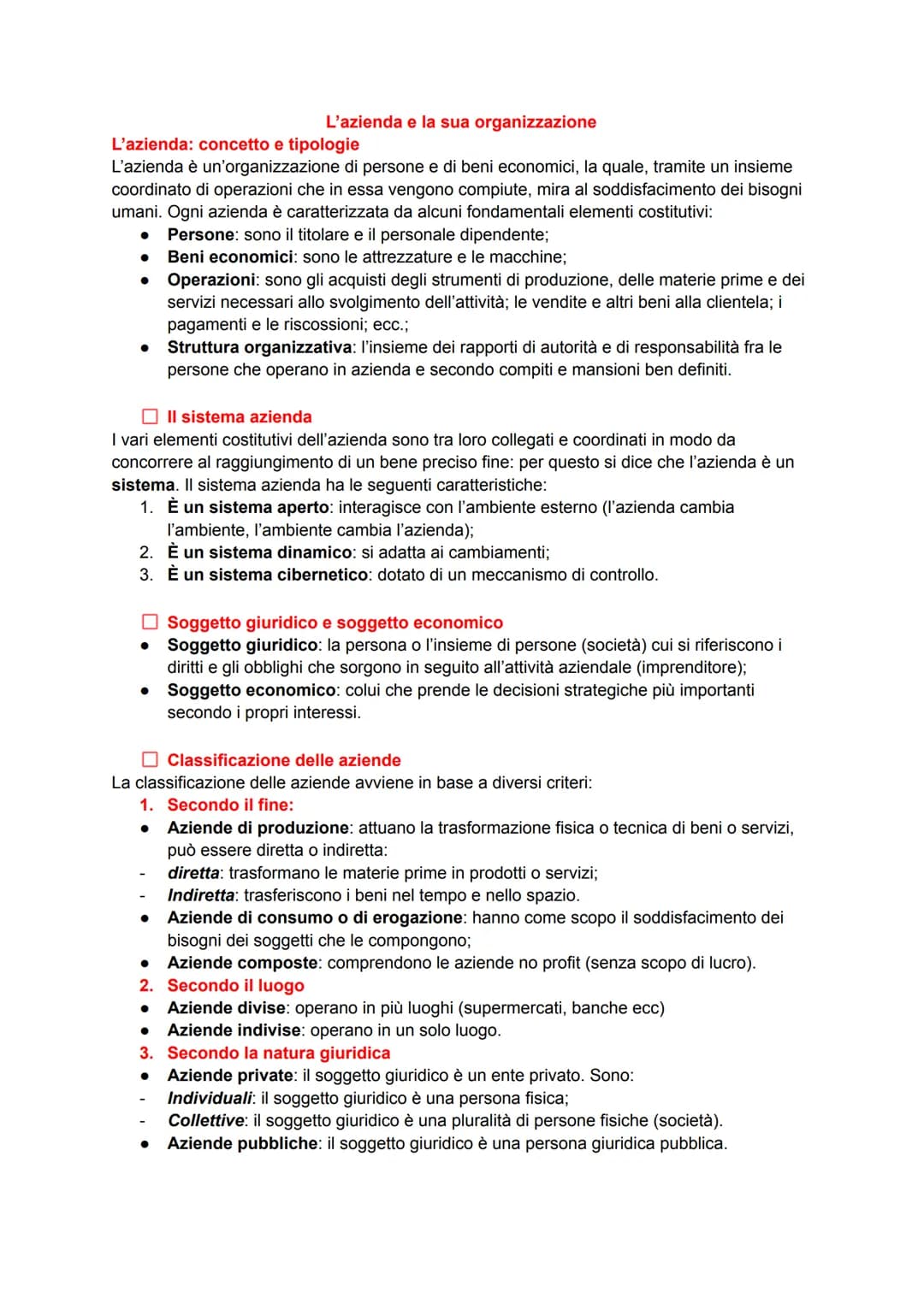 L'azienda e la sua organizzazione
L'azienda: concetto e tipologie
L'azienda è un'organizzazione di persone e di beni economici, la quale, tr