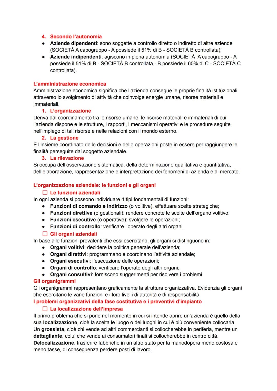 L'azienda e la sua organizzazione
L'azienda: concetto e tipologie
L'azienda è un'organizzazione di persone e di beni economici, la quale, tr