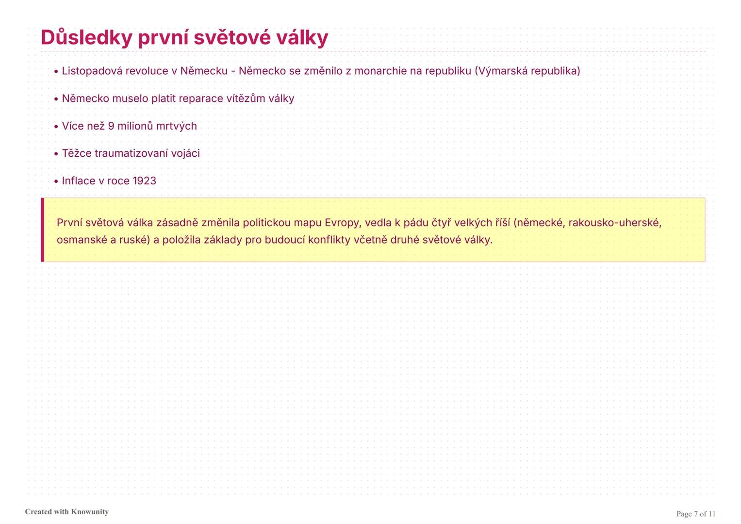 První světová válka: Shrnutí
Komplexní přehled první světové války zahrnující příčiny, průběh, technologie, domácí frontu a důsledky konflik