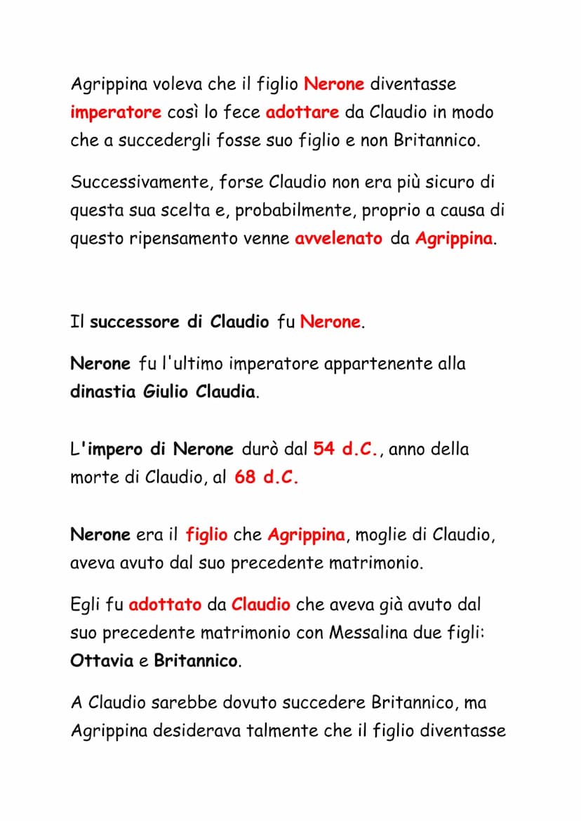 La Dinastia Giulio-Claudia
Dopo la morte di Augusto, avvenuta il 14 d.C., la
situazione delle province e dell'Italia era molto
diversa rispe