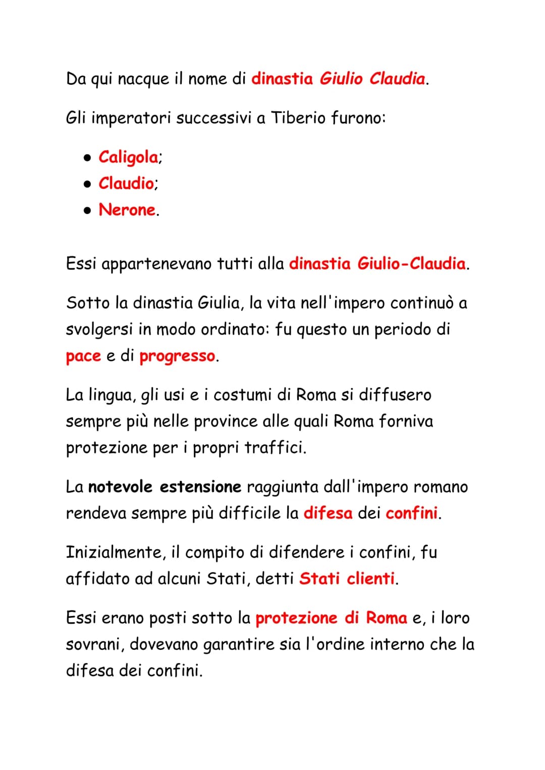 La Dinastia Giulio-Claudia
Dopo la morte di Augusto, avvenuta il 14 d.C., la
situazione delle province e dell'Italia era molto
diversa rispe