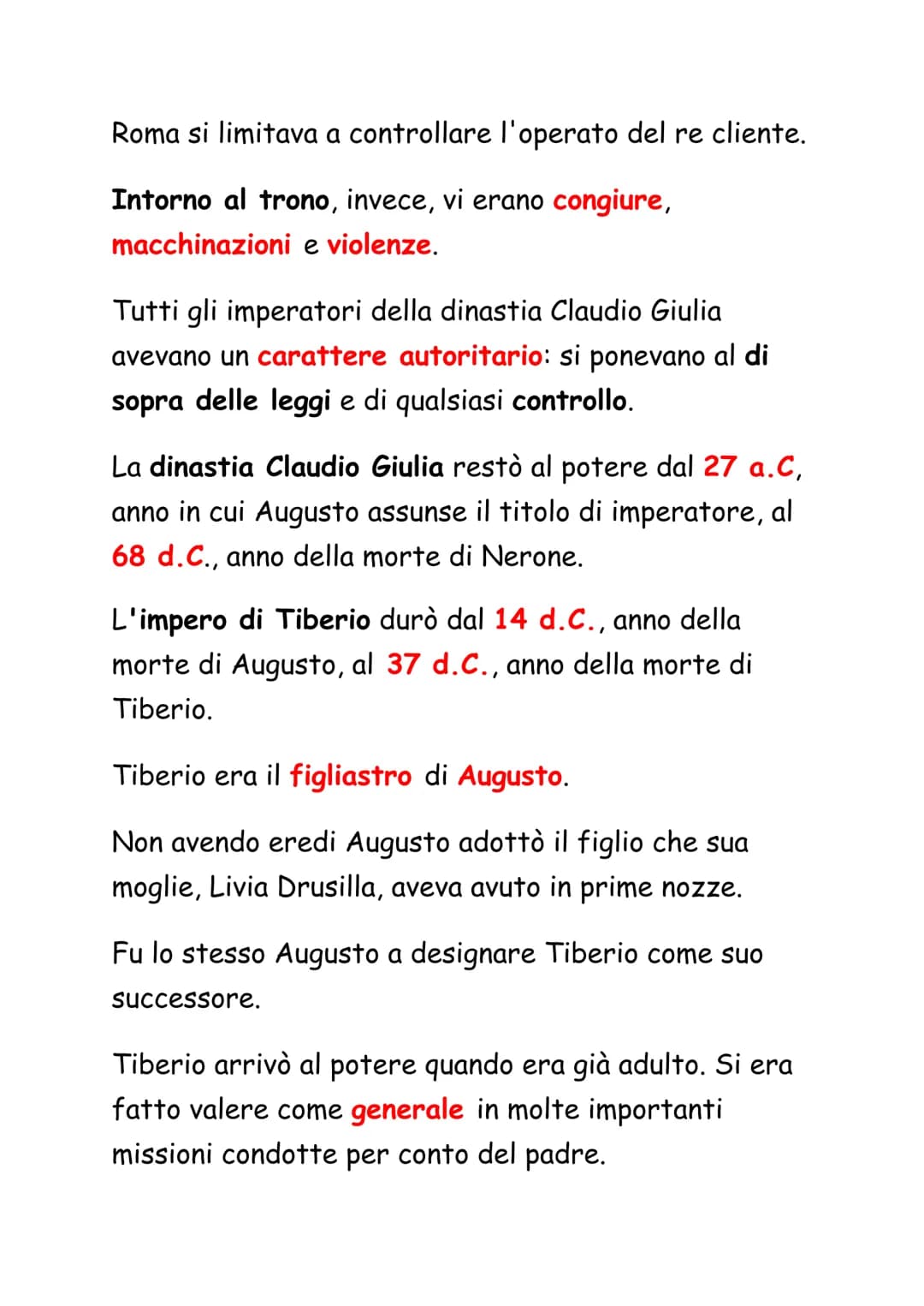 La Dinastia Giulio-Claudia
Dopo la morte di Augusto, avvenuta il 14 d.C., la
situazione delle province e dell'Italia era molto
diversa rispe