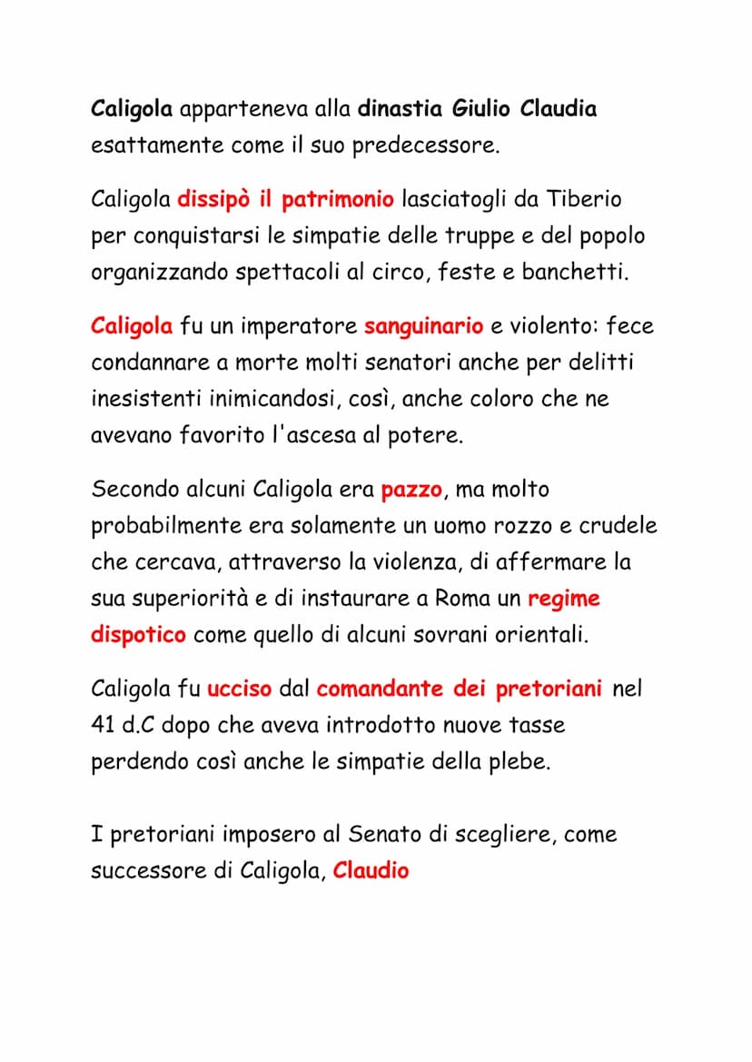 La Dinastia Giulio-Claudia
Dopo la morte di Augusto, avvenuta il 14 d.C., la
situazione delle province e dell'Italia era molto
diversa rispe