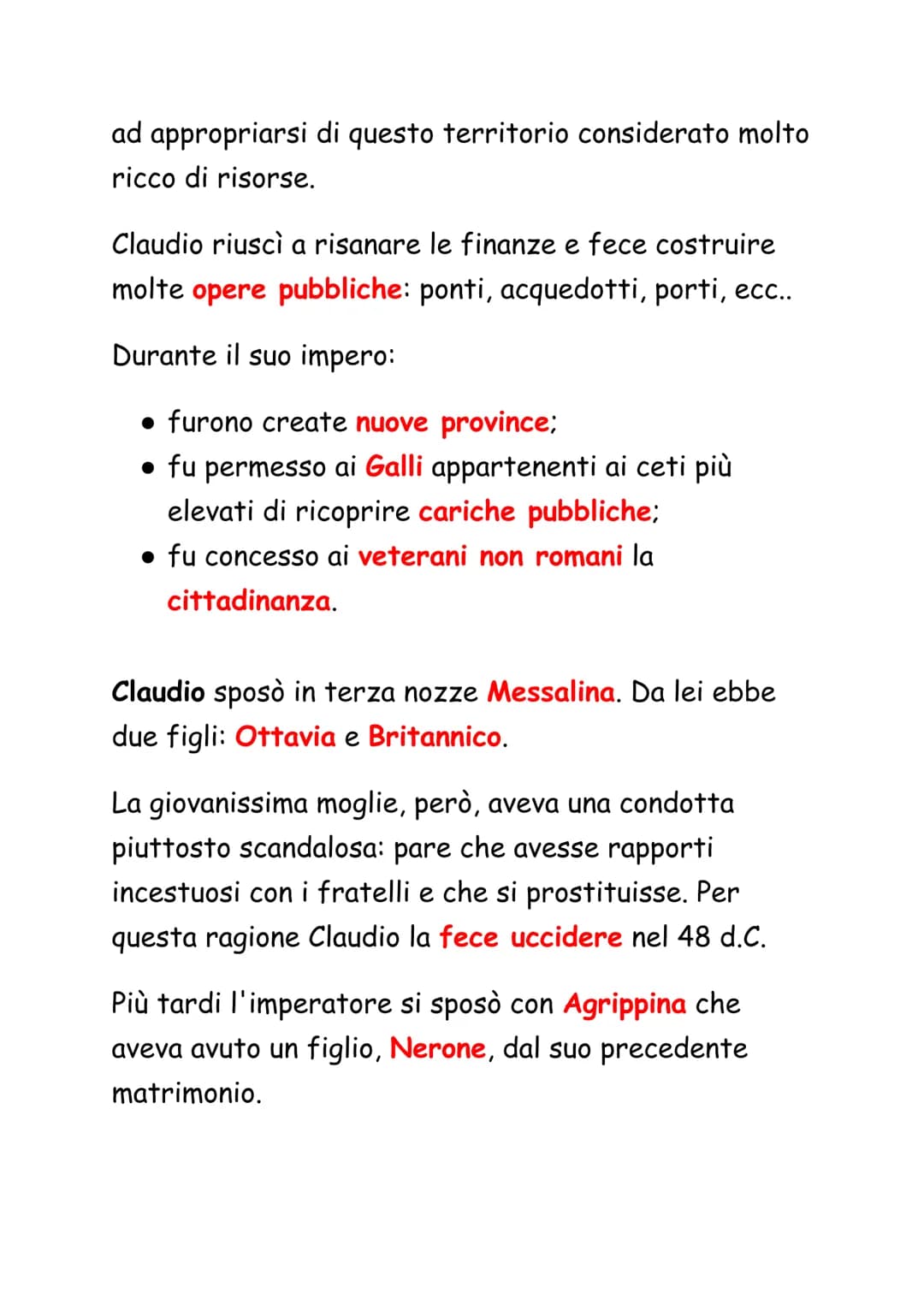 La Dinastia Giulio-Claudia
Dopo la morte di Augusto, avvenuta il 14 d.C., la
situazione delle province e dell'Italia era molto
diversa rispe