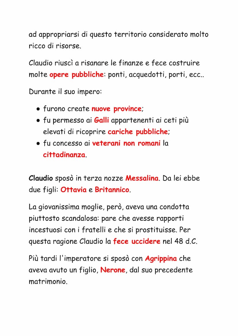 La Dinastia Giulio-Claudia
Dopo la morte di Augusto, avvenuta il 14 d.C., la
situazione delle province e dell'Italia era molto
diversa rispe