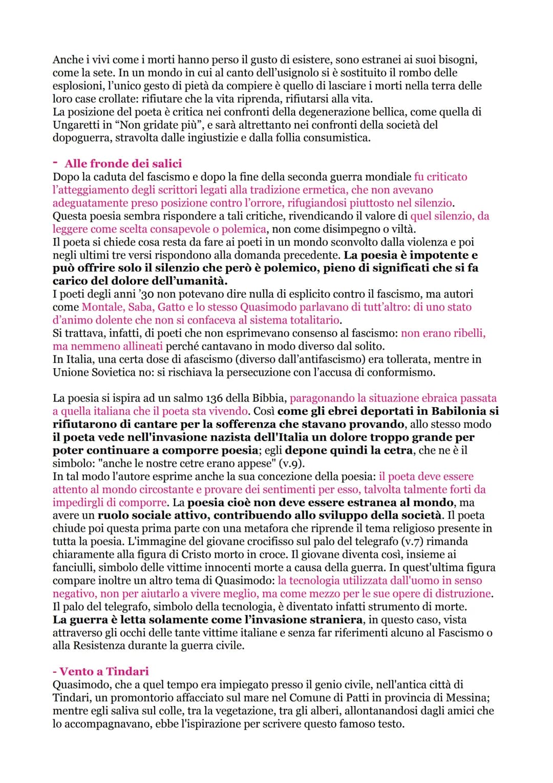 ERMETISMO
La poesia italiana degli anni '30 è condizionata dalla situazione storico-politica: la
distinzione operata dal fascismo fra cultur