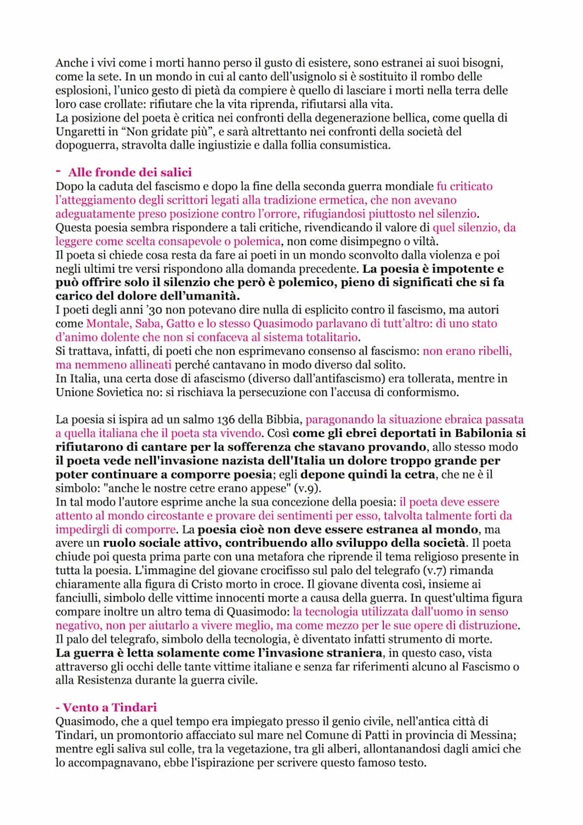ERMETISMO
La poesia italiana degli anni '30 è condizionata dalla situazione storico-politica: la
distinzione operata dal fascismo fra cultur