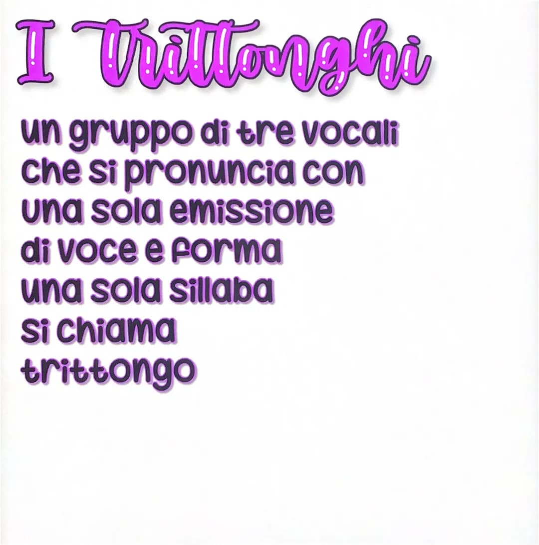 I dittooghe
un gruppo di due vocali
che si pronuncia con
una sola emissione
di voce e forma
una sola sillaba
Si chiama
dittongo I Trillonghi