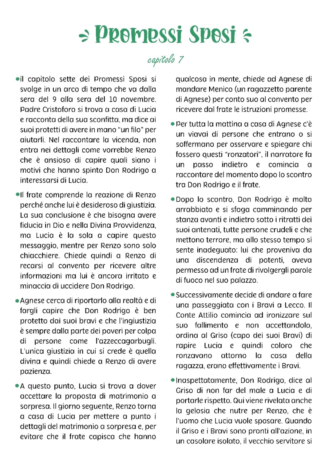 Riassunto e Temi dei Promessi Sposi: Capitoli 7 e 8 per Scuola Facile