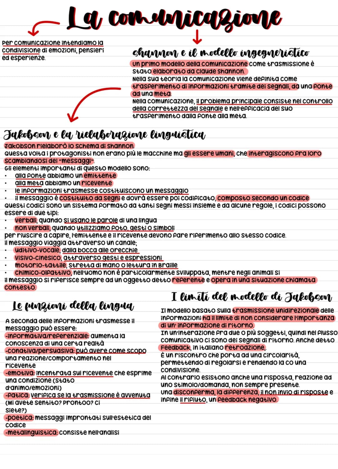 Per comunicazione intendiamo la
condivisione di emozioni, pensieri
ed esperienze.
.
.
Jakobson e la rielaborazione linguistica
Jakobson riel