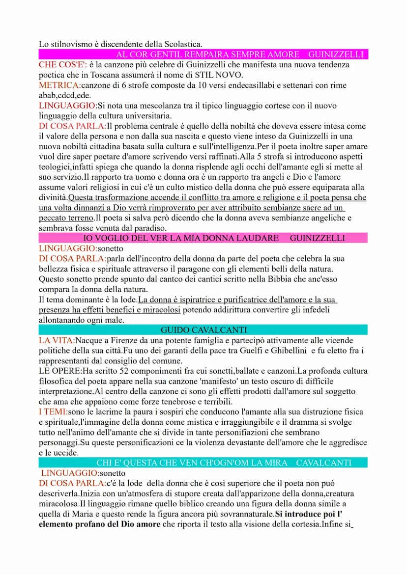 IL DOLCE STILNOVO
NUOVA TENDENZA POLITICA
Firenze, città all'avanguardia nello svilppo economico, sociale e politico, divenne il centro
dell