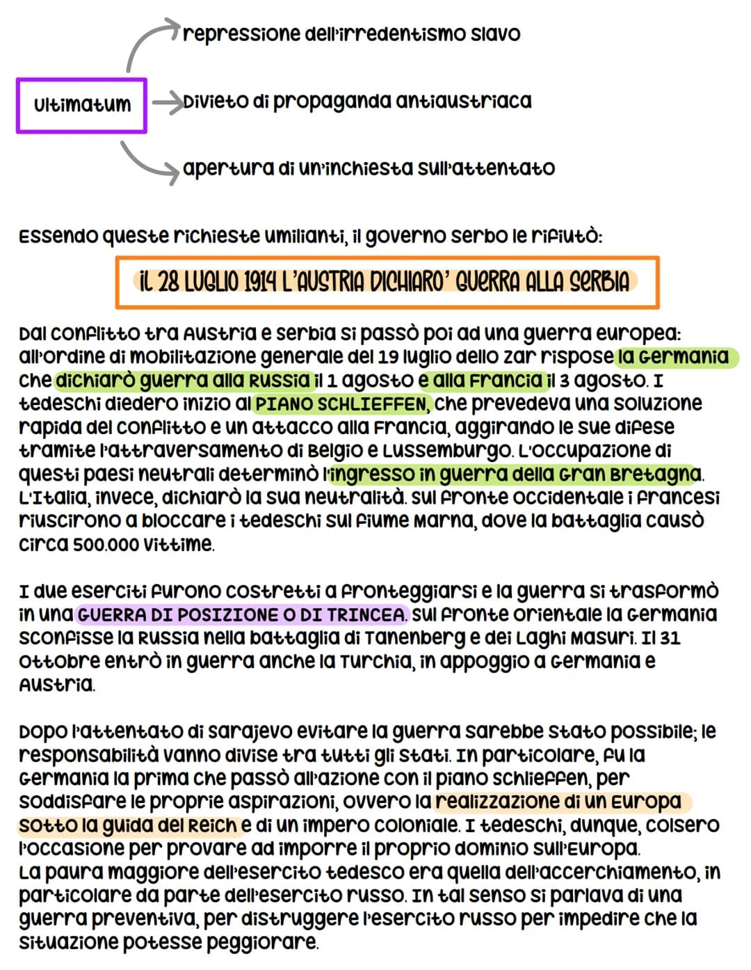 LA PRIMA GUERRA MONDIALE
1914-1918
Alcune delle cause della guerra erano presenti in Europa da molto tempo:
CAUSE REMOTE -> politiche, econo