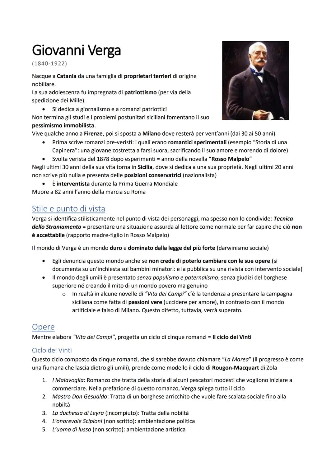 Giovanni Verga
(1840-1922)
Nacque a Catania da una famiglia di proprietari terrieri di origine
nobiliare.
La sua adolescenza fu impregnata d