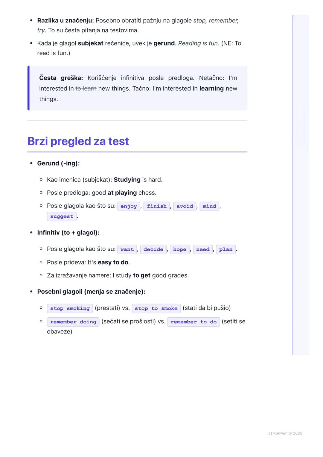 # Gerund i infinitiv

## Uvod u gerund i infinitiv

Gerund i infinitiv su glagolski oblici koji se u rečenici ne ponašaju uvek kao
klasični 