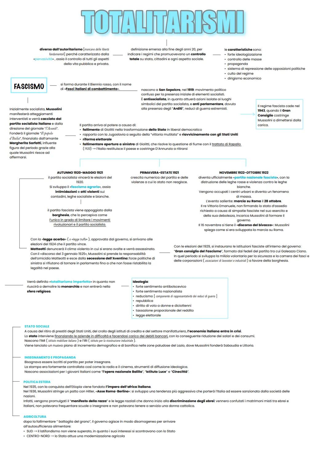 # TOTALITARISMI

diverso dall'autoritarismo [mancano delle libertă
fondamental] perché caratterizzato dalla
pervasivito, ossia il controllo 