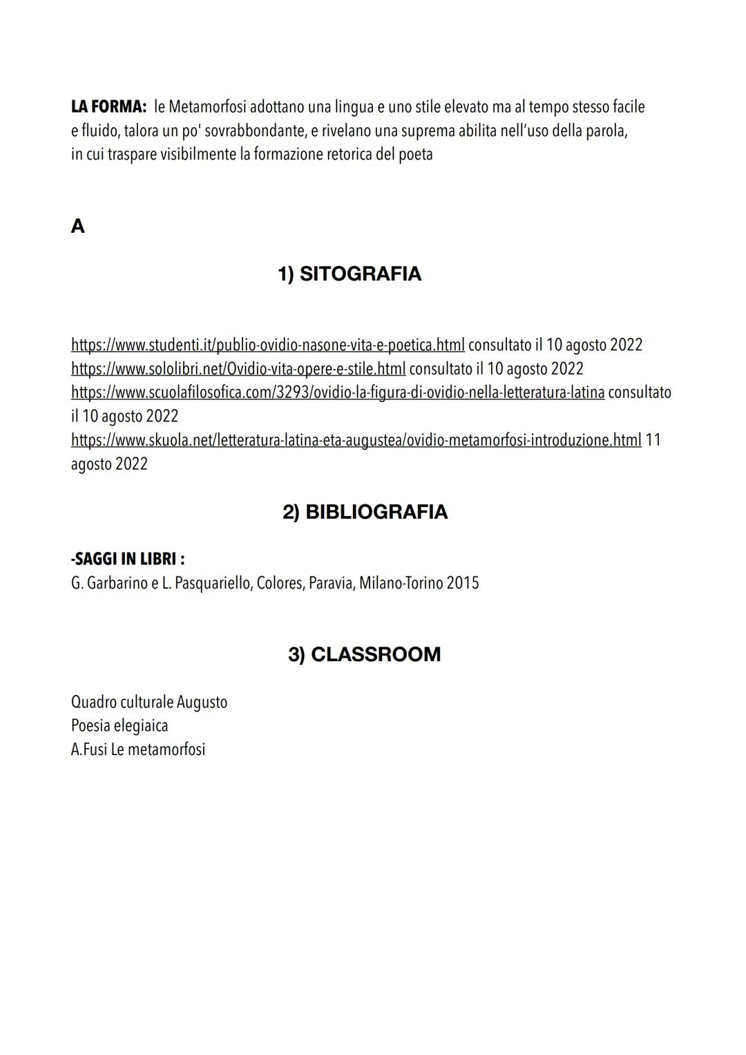Rigato Sara
V psp
LA FIGURA DI OVIDIO: "LE METAMORFOSI"
1. Cenni biografici
Publio Ovidio Nasone, noto semplicemente come Ovidio è stato un 