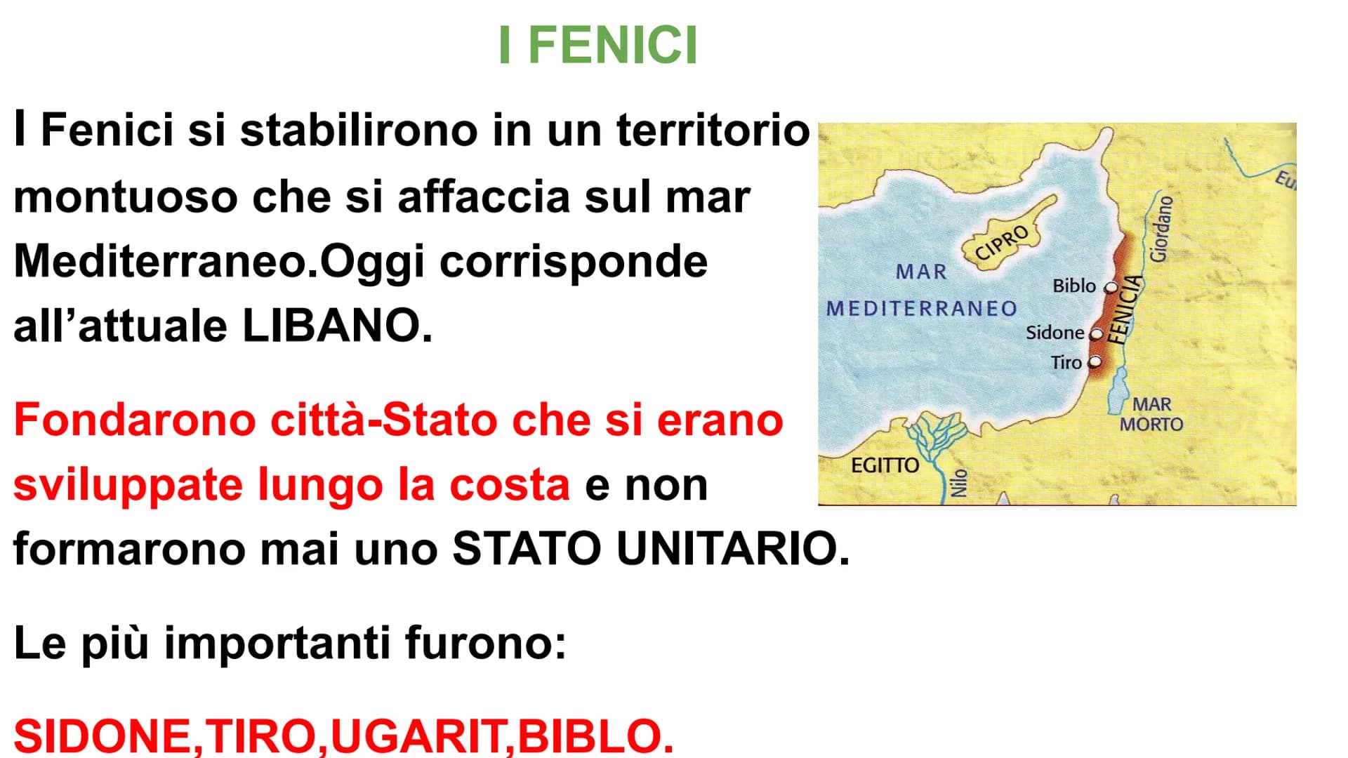 I FENICI
I Fenici si stabilirono in un territorio
montuoso che si affaccia sul mar
Mediterraneo.Oggi corrisponde
all'attuale LIBANO.
Fondaro