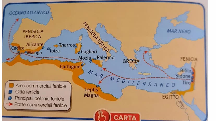I FENICI
I Fenici si stabilirono in un territorio
montuoso che si affaccia sul mar
Mediterraneo.Oggi corrisponde
all'attuale LIBANO.
Fondaro