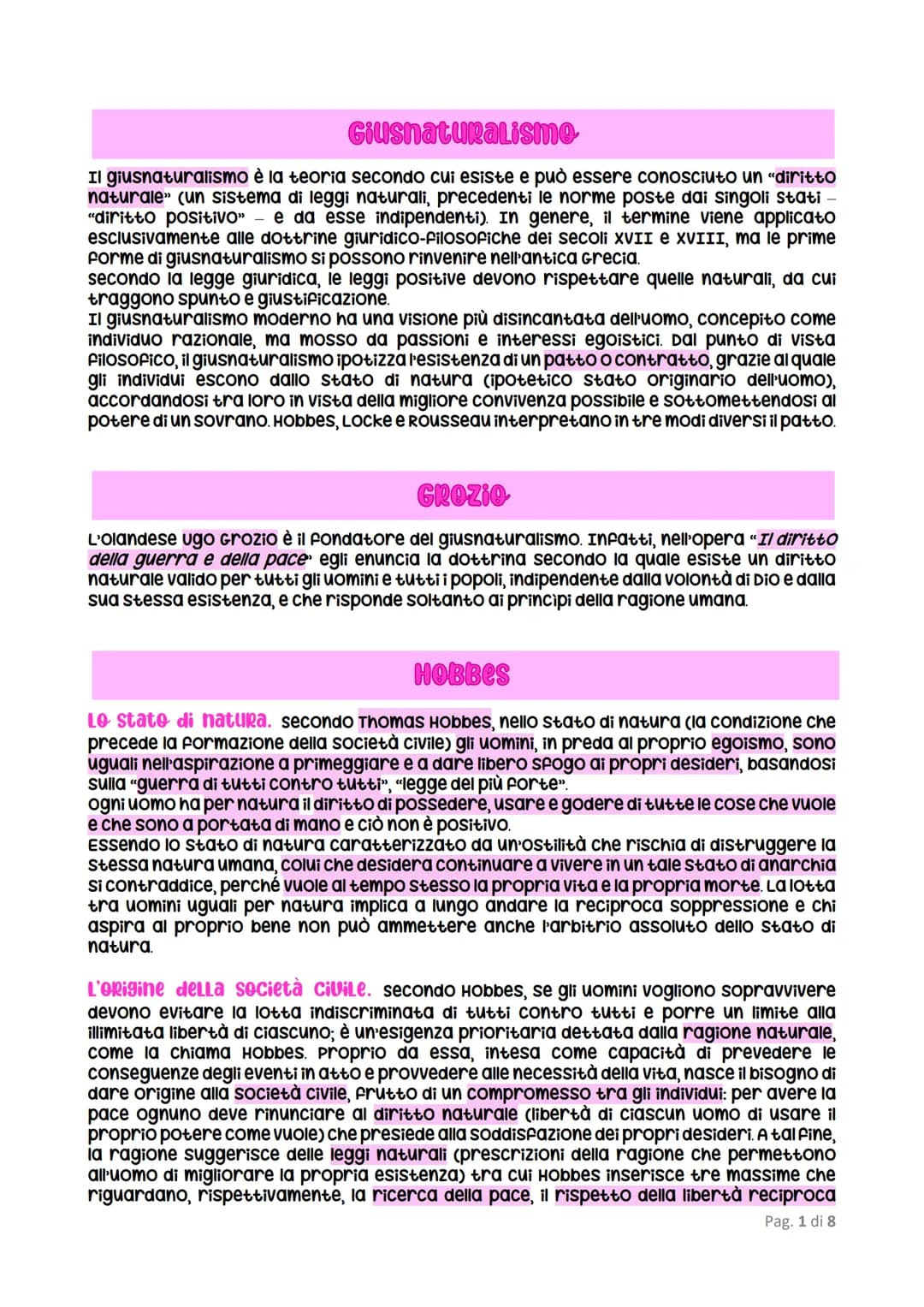 Giusnaturalisme
Il giusnaturalismo è la teoria secondo cui esiste e può essere conosciuto un "diritto
naturale» (un sistema di leggi natural