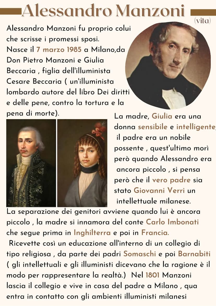 MATILDE SCACCIATELLI 4B
I PROMESSI
SPOSI Alessandro Manzoni
Alessandro Manzoni fu proprio colui
che scrisse i promessi sposi.
Nasce il 7 mar