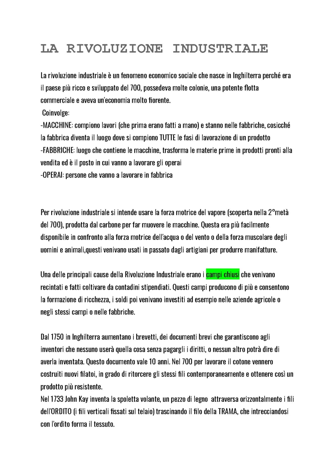 La rivoluzione industriale 