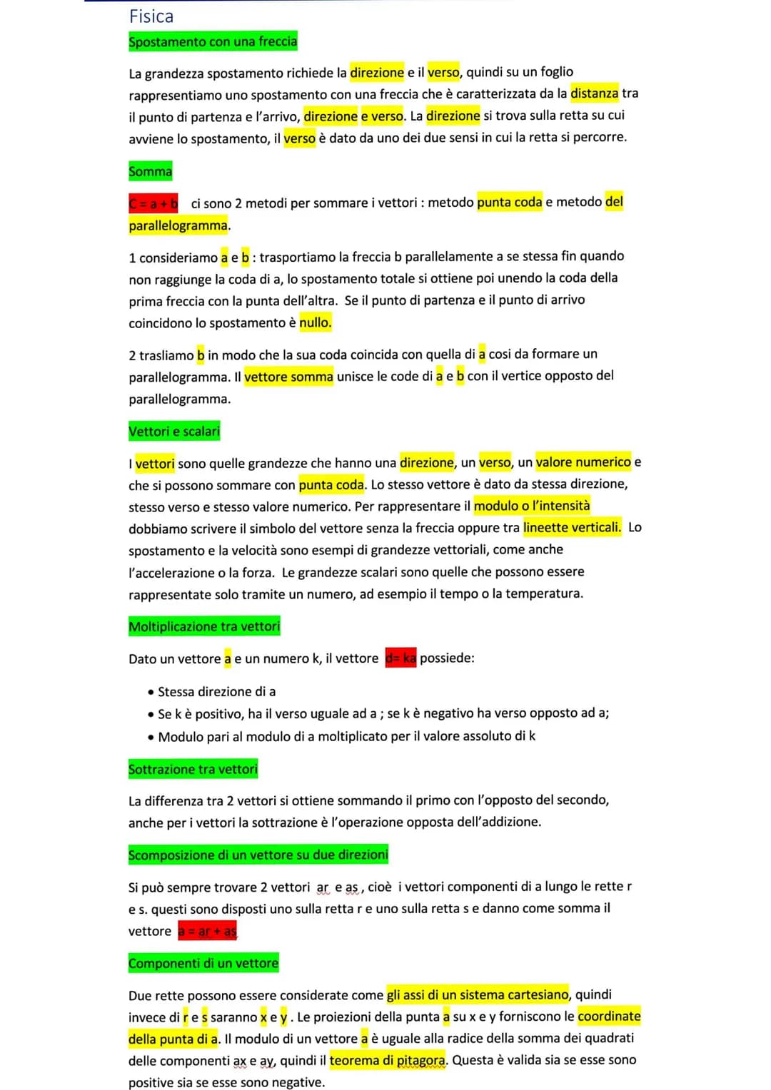 Fisica
Spostamento con una freccia
La grandezza spostamento richiede la direzione e il verso, quindi su un foglio
rappresentiamo uno spostam