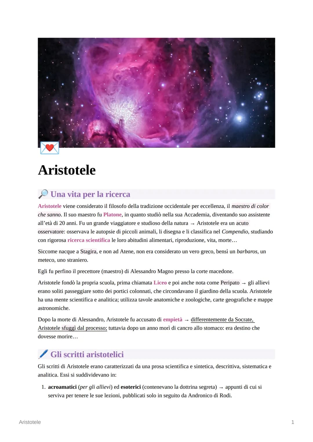 Aristotele
Una vita per la ricerca
Aristotele viene considerato il filosofo della tradizione occidentale per eccellenza, il maestro color
ch