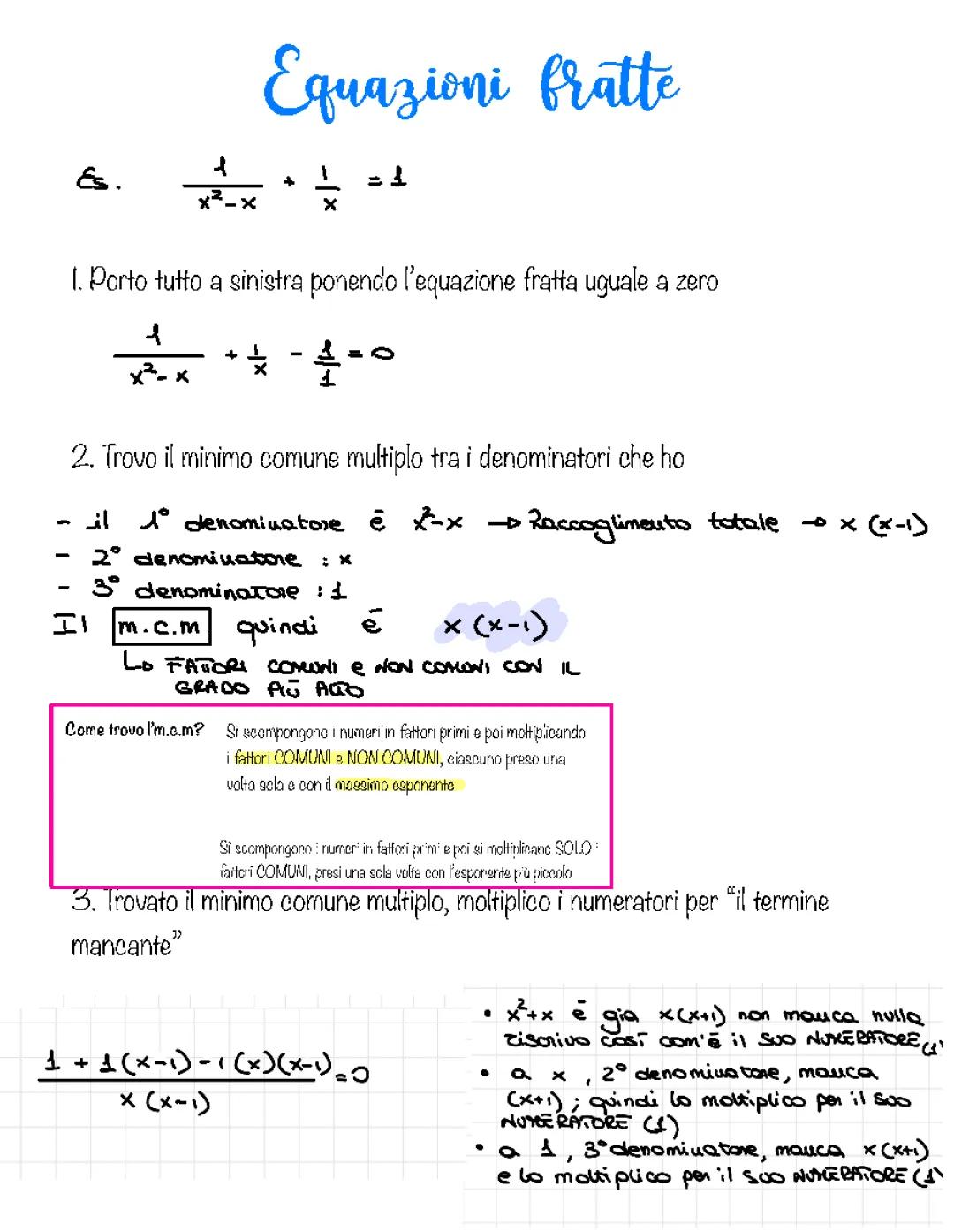 Equazioni Fratte di 2º grado 