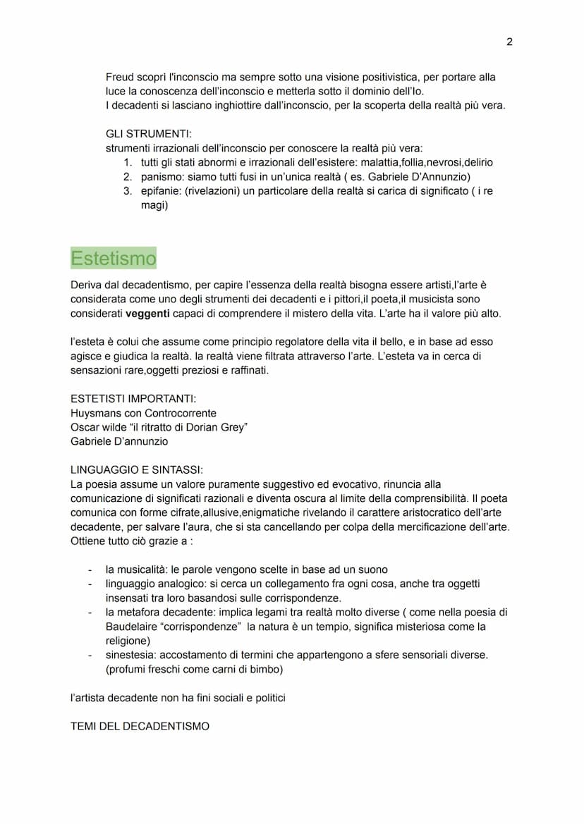 Decadentismo
La nascita del Decadentismo avviene tra la fine dell'Ottocento e l'inizio del Novecento e
nasce come reazione alla crisi del po
