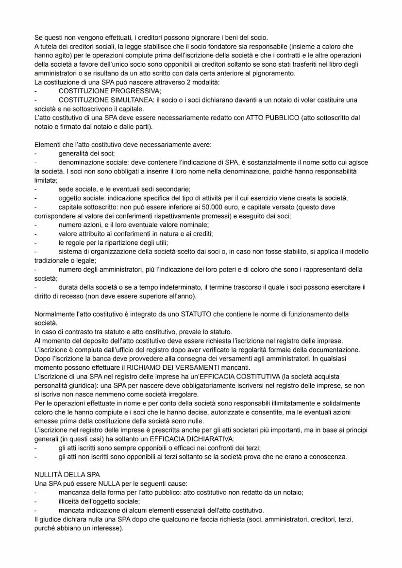 SOCIETÀ PER AZIONI
È una società nella quale per le obbligazioni sociali risponde soltanto la società con il suo patrimonio
(AUTONOMIA PATRI