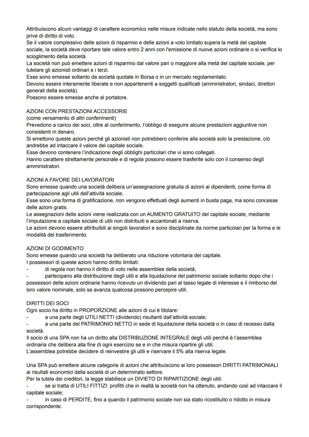 SOCIETÀ PER AZIONI
È una società nella quale per le obbligazioni sociali risponde soltanto la società con il suo patrimonio
(AUTONOMIA PATRI