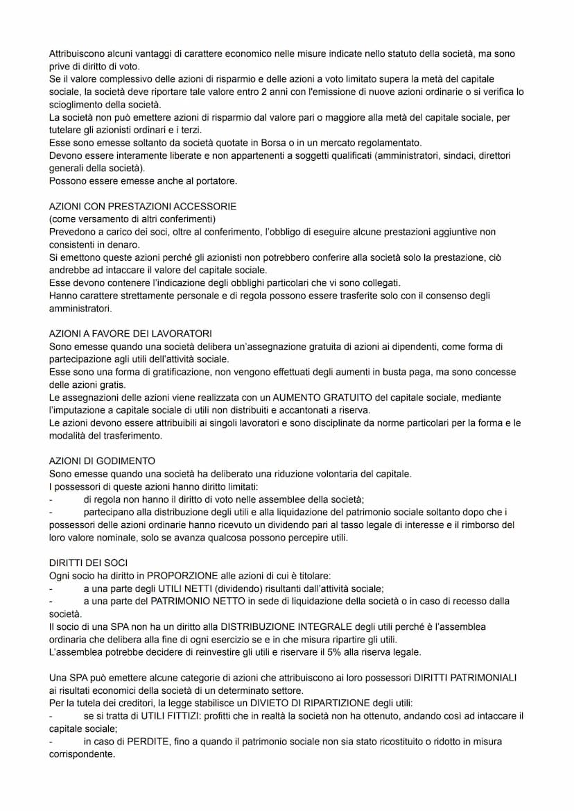 SOCIETÀ PER AZIONI
È una società nella quale per le obbligazioni sociali risponde soltanto la società con il suo patrimonio
(AUTONOMIA PATRI