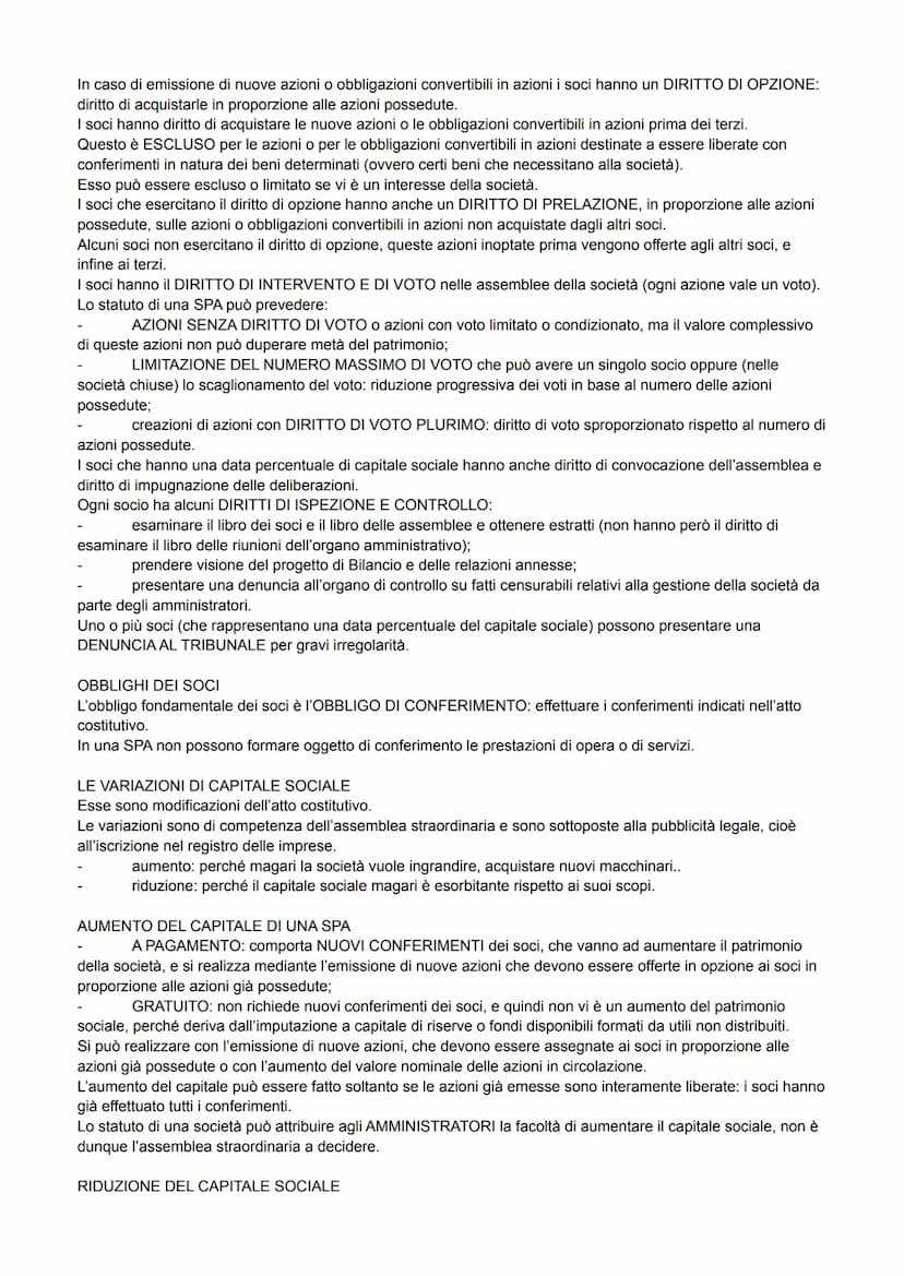 SOCIETÀ PER AZIONI
È una società nella quale per le obbligazioni sociali risponde soltanto la società con il suo patrimonio
(AUTONOMIA PATRI