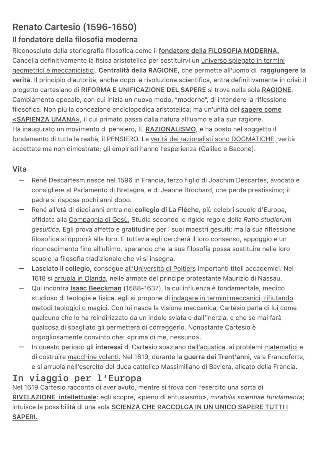 Renato Cartesio (1596-1650)
Il fondatore della filosofia moderna
Riconosciuto dalla storiografia filosofica come il fondatore della FILOSOFI