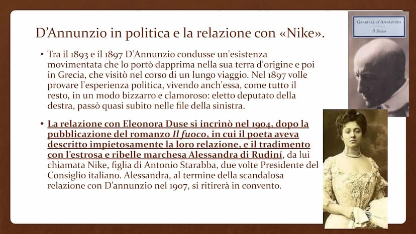 Gabriele D'Annunzio
(1863-1938) • Gabriele D'Annunzio nasce a Pescara nel 1863 e
muore a Gardone Riviera il 1º marzo 1938.
È stato uno scrit