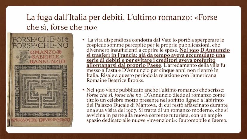 Gabriele D'Annunzio
(1863-1938) • Gabriele D'Annunzio nasce a Pescara nel 1863 e
muore a Gardone Riviera il 1º marzo 1938.
È stato uno scrit