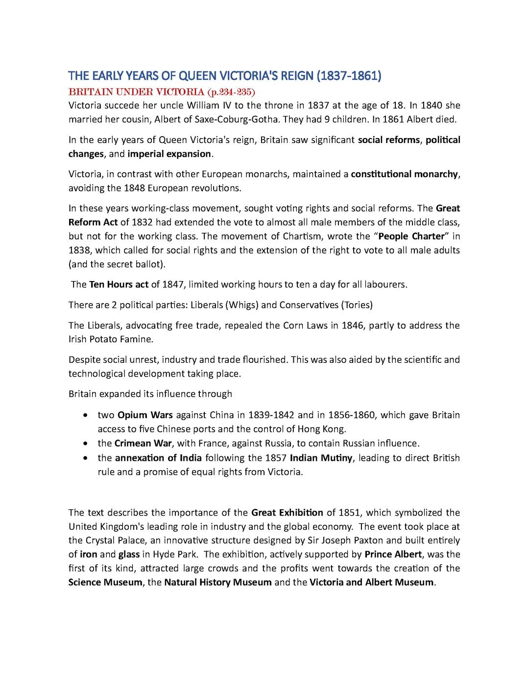 THE EARLY YEARS OF QUEEN VICTORIA'S REIGN (1837-1861) E CHARLES DICKENS (E OLIVER TWIST)