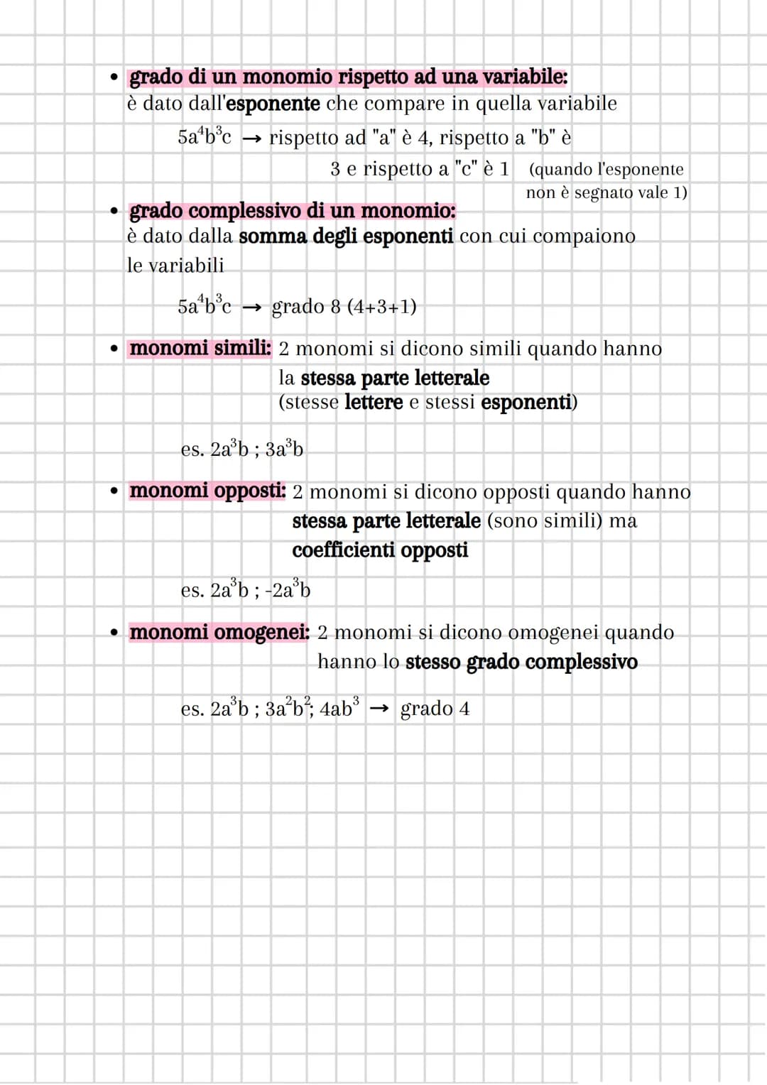 MONOMI
E OPERAZIONI TRA MONOMI
espressione algebrica: un'espressione algebrica è
un'espressione in cui compaiono numeri e lettere legati fra