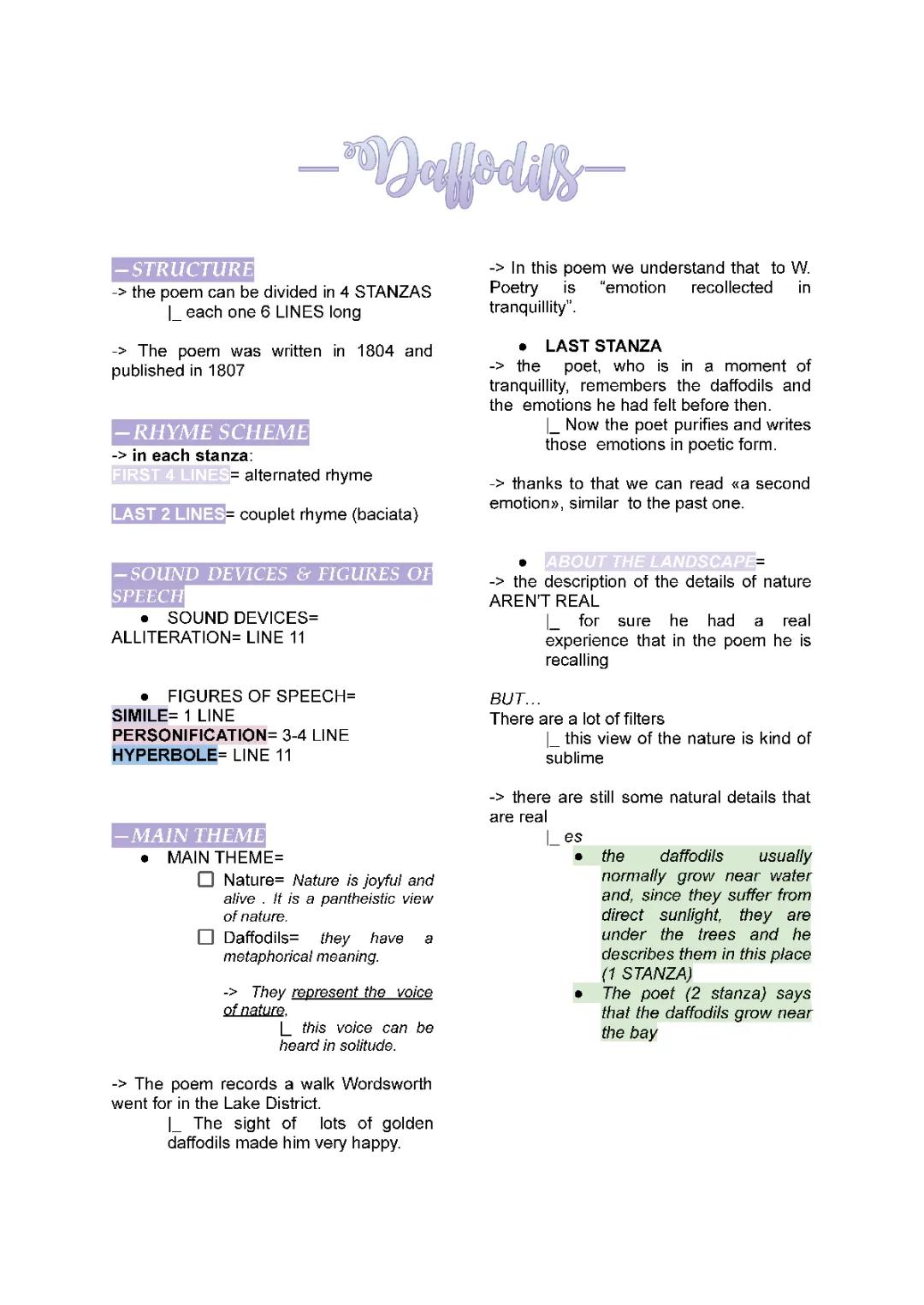 Daffodils - Wordsworth 