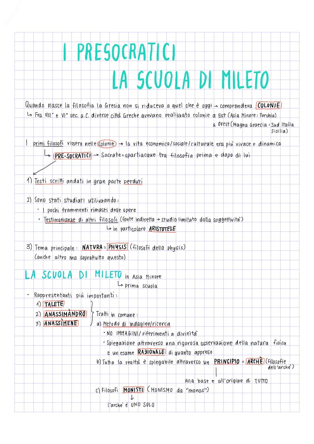 Scuola di Mileto: Talete, Anassimene, Anassimandro