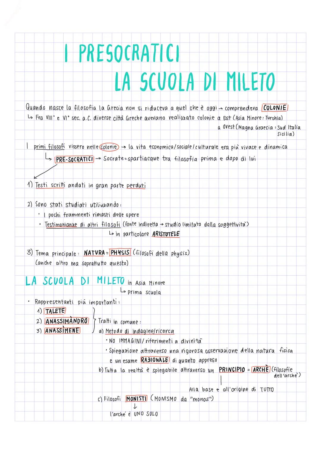 I PRESOCRATICI
LA SCUOLA DI MILETO
→
Quando nasce la filosofia la Grecia non si riduceva a quel che è oggi comprendeva COLONIE
Fra Ville VI 