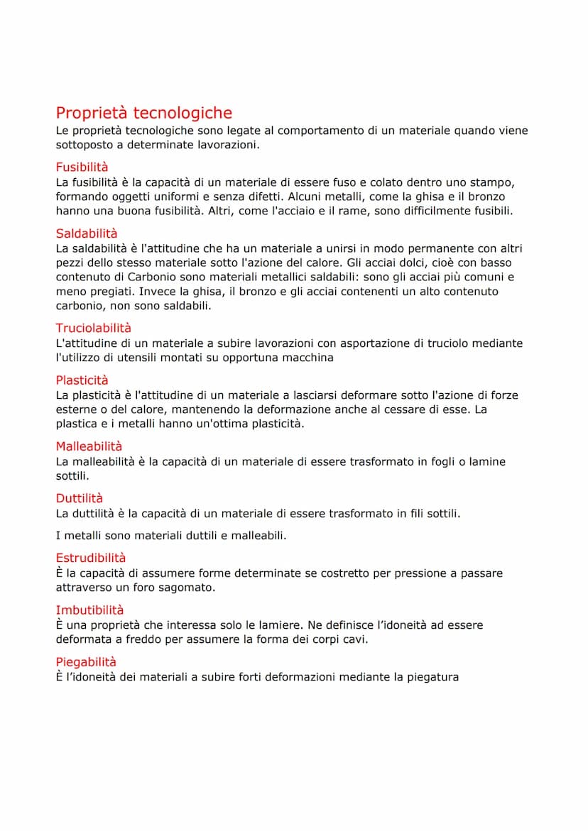 Le proprietà dei materiali
Per semplificare, possiamo suddividere le proprietà dei materiali in tre grandi
categorie:
• le proprietà chimico